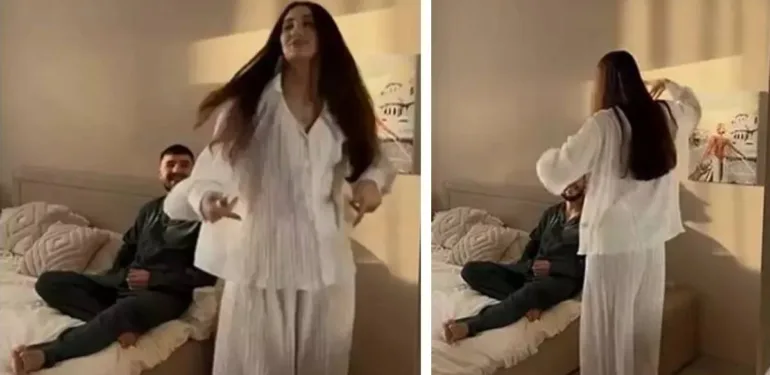 Kocasına yatak odasında yaptığı dansı paylaştı! Sosyal medyada gündem oldu