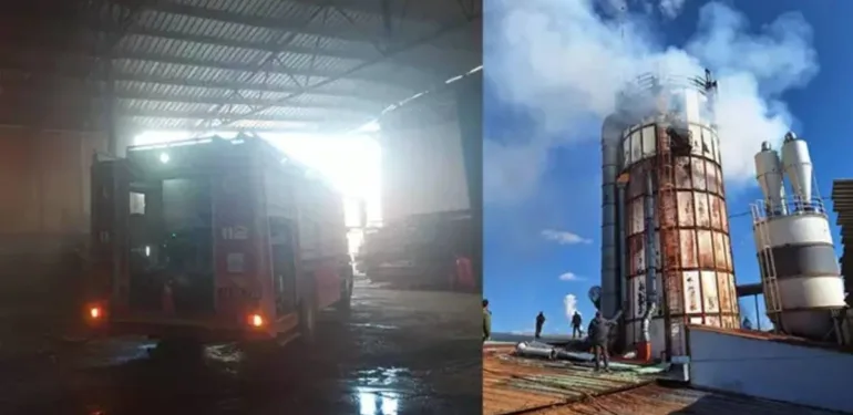 Oyuncu Necati Şaşmaz'ın fabrikasındaki talaş silosunda patlama ve yangın
