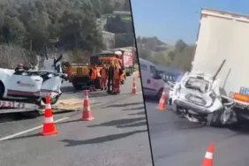 TIR'ların arasında kağıt gibi kaldı! Aracın sürücüsü olay yerinde yaşamını yitirdi...