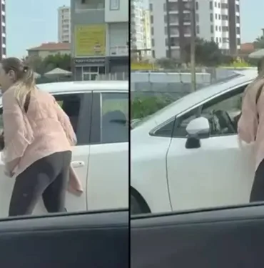 Bir kadın tartıştığı kadın sürücüyü trafikte darp etti