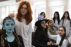 Meslek lisesi öğrencileri film setlerinde yapılan makyajı uygulamalı öğreniyor