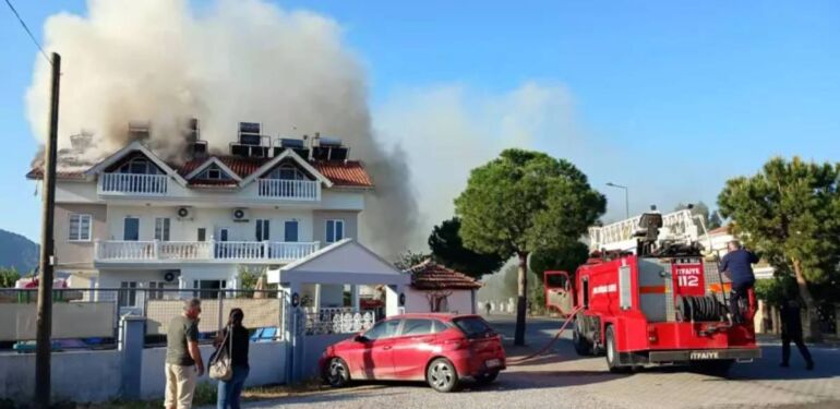 Muğla'da apart otelin çatı katında korkutan yangın!