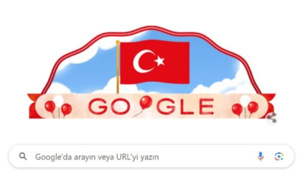 Türk Bayrağı ve balonlar... Google'dan 23 Nisan'a özel doodle