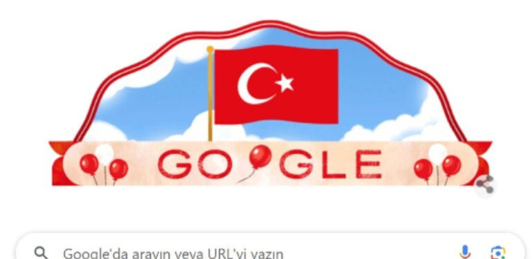 Türk Bayrağı ve balonlar... Google'dan 23 Nisan'a özel doodle