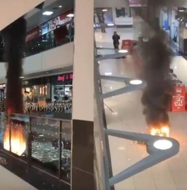 Korkutucu anlar Yalova'da alışveriş merkezinde avize yangını kameraya yansıdı