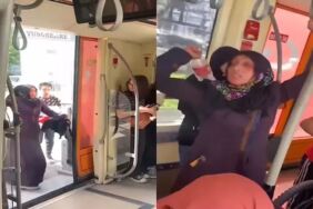 Tramvayda tartıştığı kişilere hakaret edip, saldıran kadın gözaltına alındı