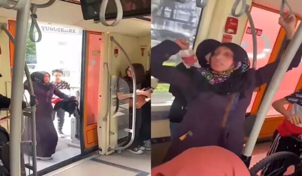Tramvayda tartıştığı kişilere hakaret edip, saldıran kadın gözaltına alındı
