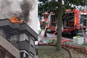 Kadıköy'de 13 katlı binanın çatısında yangın çıktı