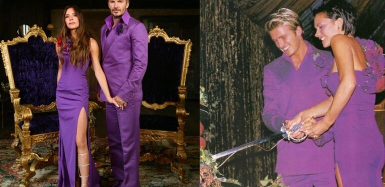 David ve Victoria Beckham çifti yeniden mor takımlarla
