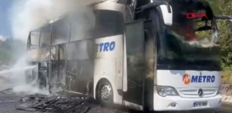 Kastamonu’da yolcu otobüsü yandı