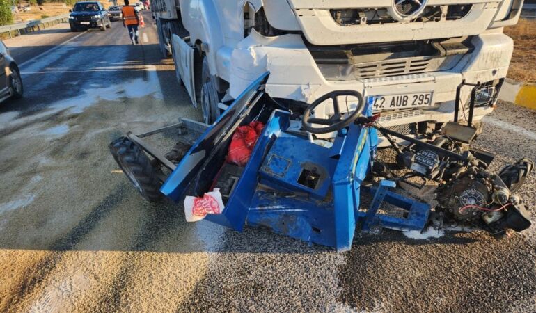 Konya’da tırla çarpışan tarım aracının sürücüsü öldü