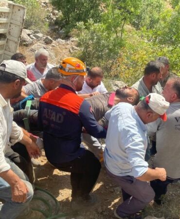Odun yüklü kamyon devrildi Sürücü aracın altında sıkıştı