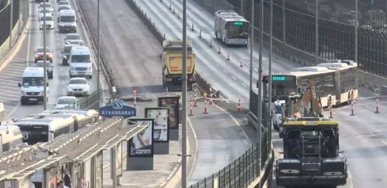 Haliç Köprüsü’nde asfalt yenileme çalışması başladı; trafik yoğunluğu oluştu
