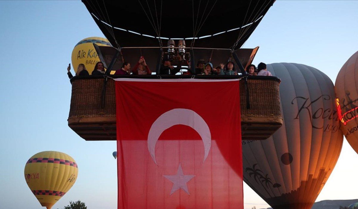 30 Ağustos Zafer Bayramı Kapadokya'da balonlar Türk bayraklarıyla uçtu