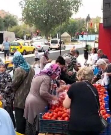 Edirne’de ucuz domates kuyruğu