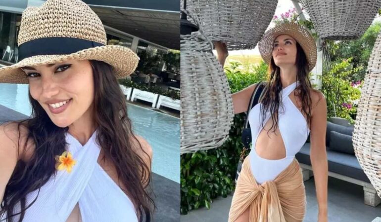 Fahriye Evcen'in beyaz mayolu pozları sosyal medyada gündem oldu!