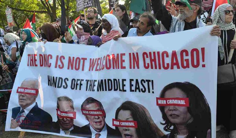 Filistin destekçisi binlerce gösterici, Chicago’da Gazze için yürüdü