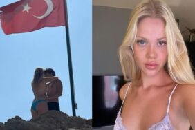 Serel Yereli ve sevgilisinden Türk bayrağı altında samimi poz Sosyal medyada tepki yağdı