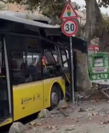 İETT otobüsü ağaca çarptı Yaralılar var!1