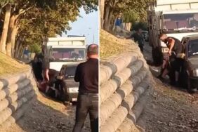 Otoyol kenarında kadını darbettiler!