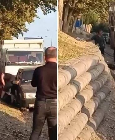 Otoyol kenarında kadını darbettiler!