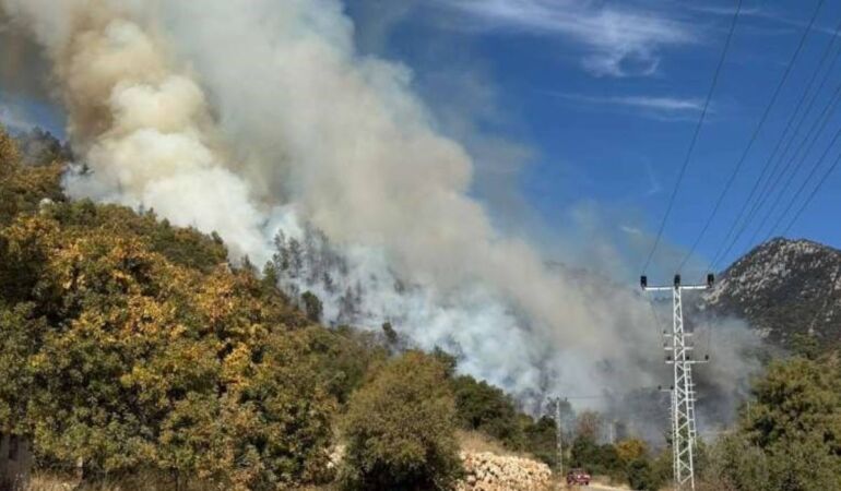 Antalya'da orman yangını Ekipler arazözlerle müdahale ediyor!