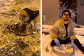 İstanbul'da kar sevinci Kardan çiğ köfte yapan da vardı, köpeğini tepsiyle kaydıran da...1 (2)