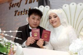 Rizeli gelin ile Çinli damat Çayeli'nde dünyaevine girdi