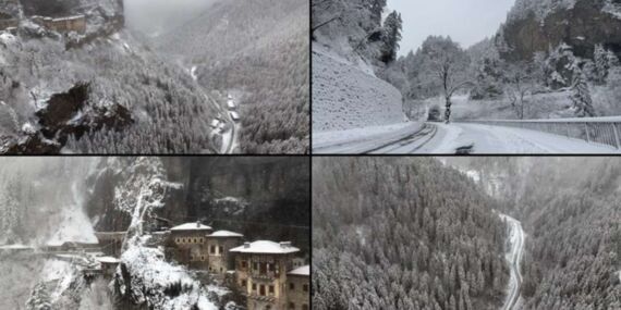 Sümela Manastırı ve Altındere Vadisi’ndeki  beyaz esaret havadan görüntülendi…