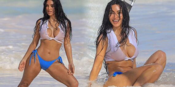 İddialı pozlarıyla dikkat çekti: Kim Kardashian kıyafet seçimiyle olay oldu!