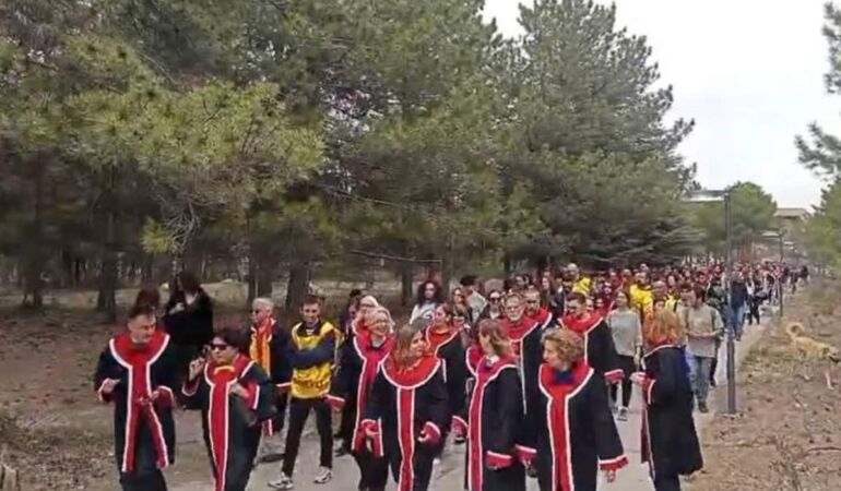 ODTÜ’de akademisyenlerden Eğitim Sen’e destek yürüyüşü 'İfade özgürlüğü yargılanamaz'