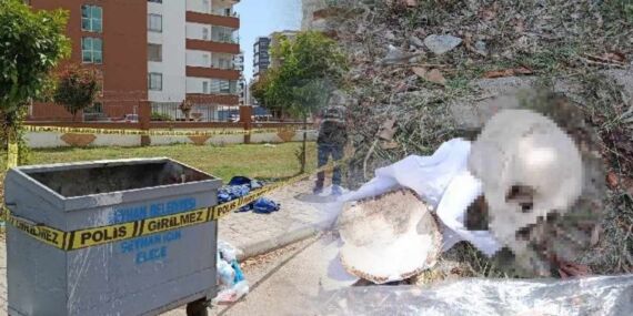 Adana’da çöp konteynerinde insan kafatası bulundu!