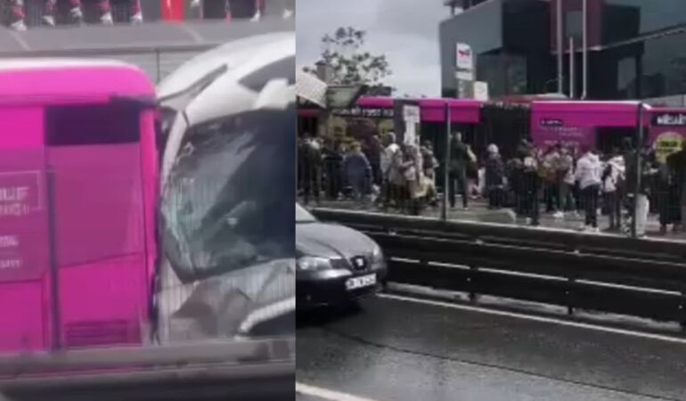 Son dakika... Beylikdüzü Haramidere'de iki metrobüs çarpıştı!