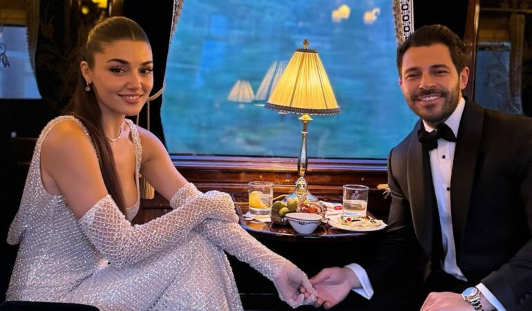Hande Erçel ve Hakan Sabancı’dan Roma-Paris treninde aşk pozları!