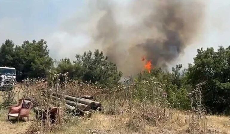 İzmir Buca’da bir orman yangını daha Havadan ve karadan müdahale başladı