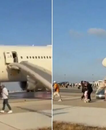 THY uçağında panik anları Hidrolik arızası sonrası slide açılarak tahliye yapıldı