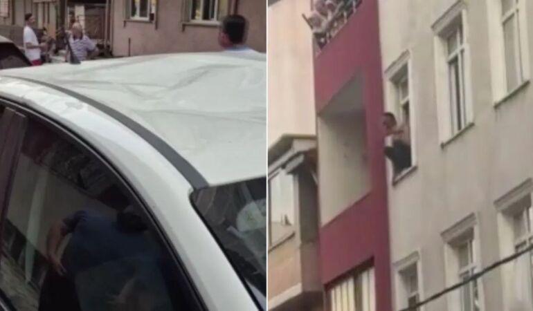 Küçükçekmece'de korkunç dakikalar Ailesini rehin alıp 3. kattan atladı