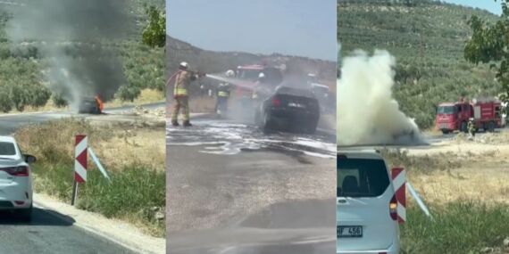 Seyir halindeki araç alev alev yandı!