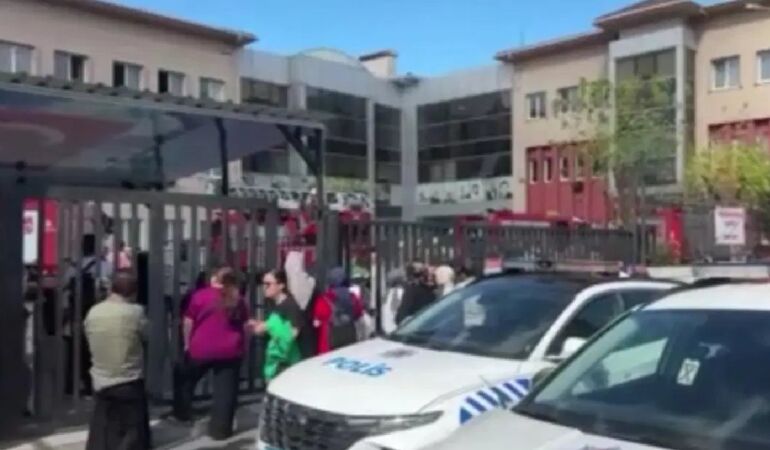 Ortaokul kantininde çıkan yangın paniğe neden oldu