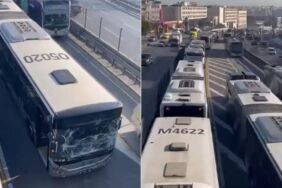Aynı yönde ilerleyen iki metrobüs kaza yaptı!