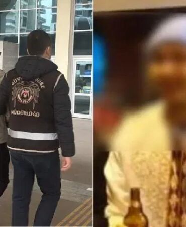 İmam cübbesi ile partiye katılan genç serbest