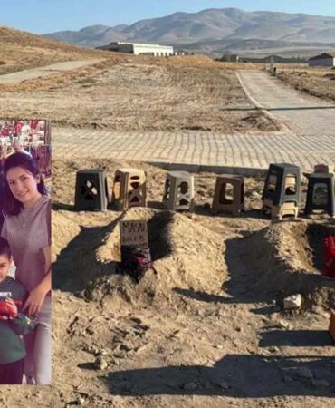 Böcek ailesi acı törenle uğurlandı Anne ve iki çocuğu yan yana defnedildi
