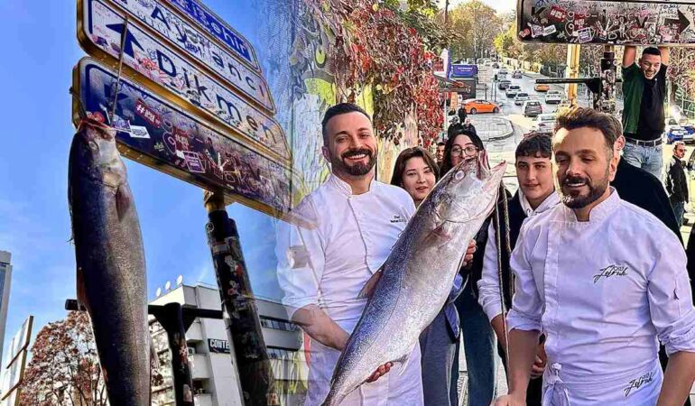 Sosyal medyada viral olan Kızılay tabelasına bu kez balık asıldı!