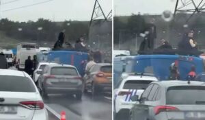 Mahkumları taşıyan jandarma aracı kaza yaptı