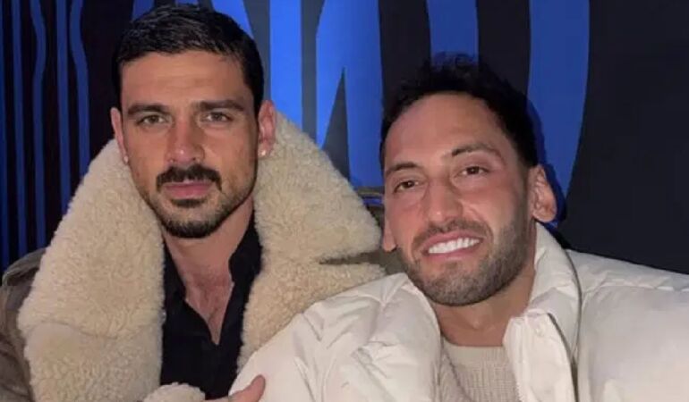 Milli kaptan Hakan Çalhanoğlu, Michele Morrone ile bir araya geldi