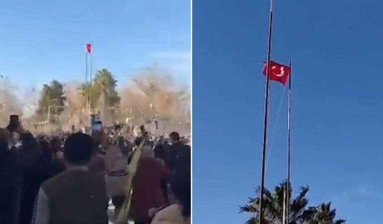 Suriye sınırında büyük provokasyon: Türk bayrağını indirdiler!