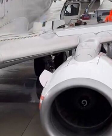 Kalkışa hazırlanan uçağın iniş takımları kırıldı