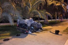 Kartal’da virajı alamayan otomobil ortalığı savaş alanına çevirdi