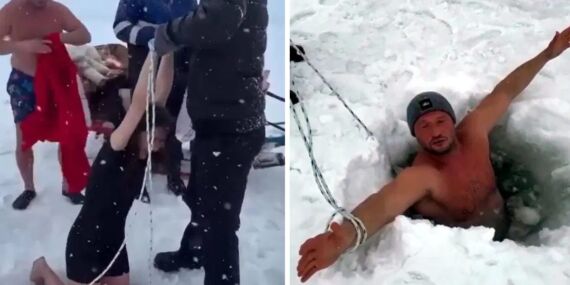 Kış yüzücülerinin durağı Çıldır Gölü oldu