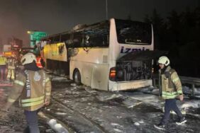 Esenler’de korkutan yangın Yolcu otobüsü küle döndü!
